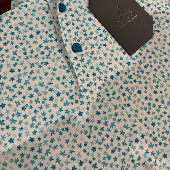 NWT Antigua Men’s Golf Amborella Polo Size Large Blue Floral - Picture 7 of 8